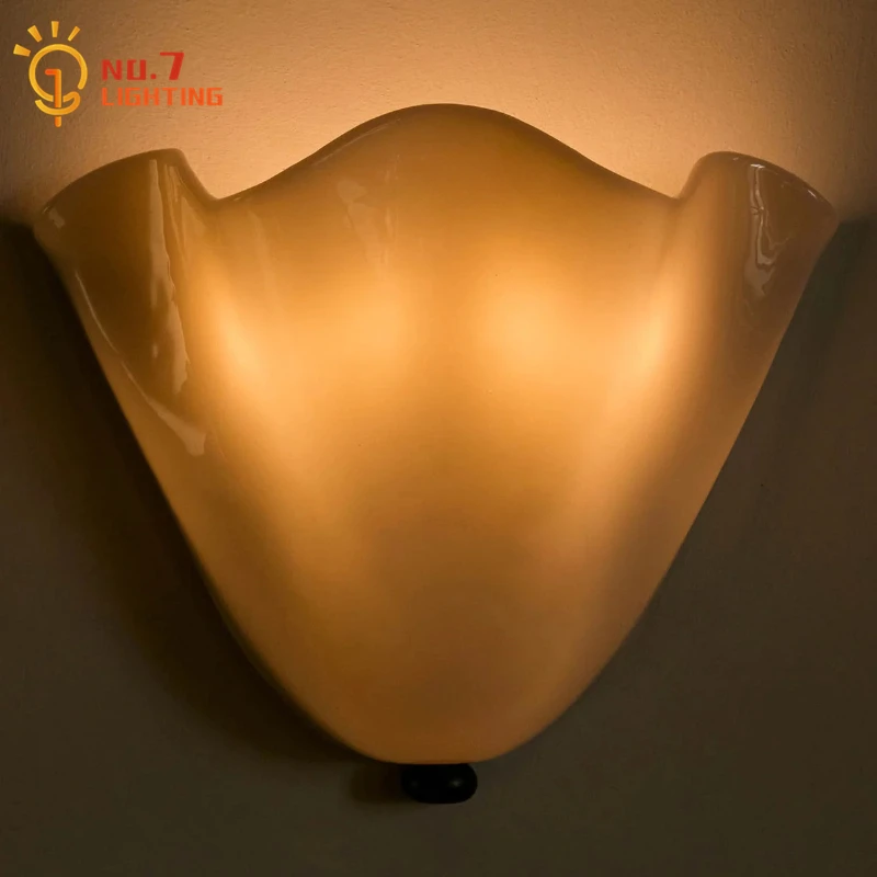 American Vintage Colored Berry Glass Wall Lamp LED E14 Nordic Design Shell Wall Mounted Living Room Background Study Bedroom Bar