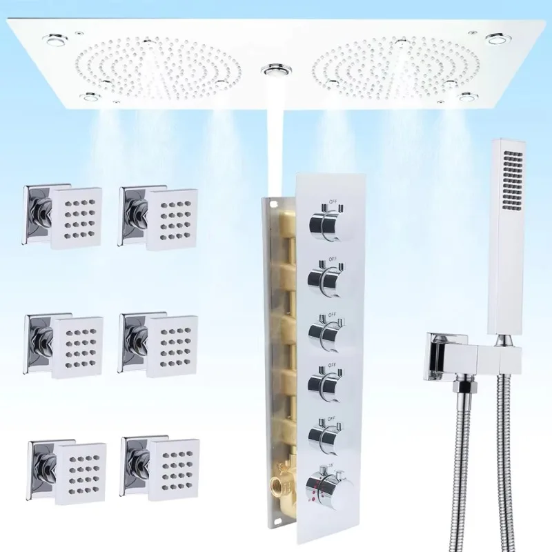 24.4x12.6 inch change function remote control led new shower head concealed Thermostatic ceiling rain Shower System set