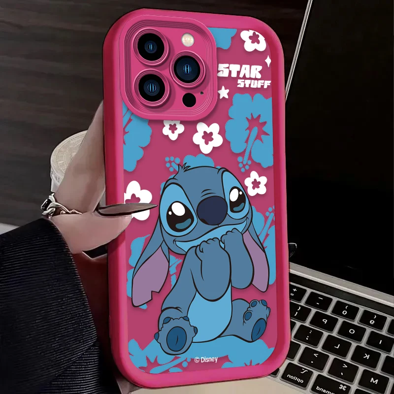 Чехол для телефона с мультяшной анимацией Stitch для iPhone 16, 16E, 15, 14, 13, 12, 11 Pro Max X XS X S Max XR SE 2020 SE4 7 8, противоударный чехол