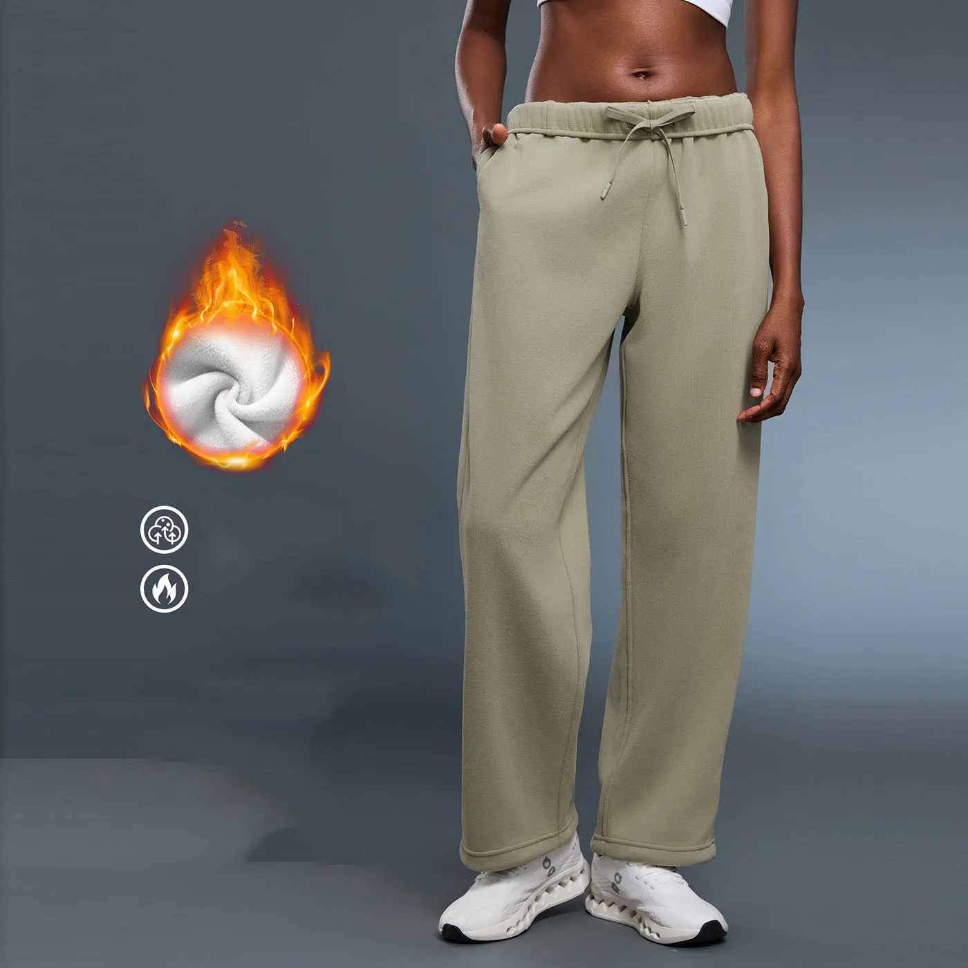 

‌Women's Fleece-Lined Winter Casual Pants - Loose Straight Leg Windproof Joggers, Slim Fit Tapered Ankle Workout Sweatpants