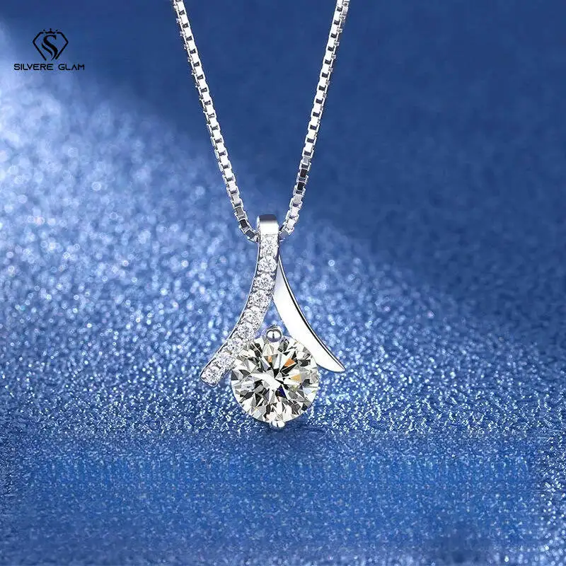 

SG 1-3ct Moissanite 925 Sterling Silver Necklace For Women Zircon Moissanite Pendant Necklac, Fine Jewelry Christmas Gift D VVS1