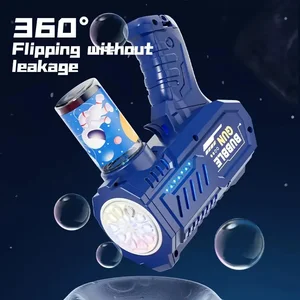 Kinderspielzeug Bubble Rocket Gun Seife Bubble Machine Maschine Set automatischer Lüfter mit Lichtspielzeug für Jungen und Mädchen Weihnachtsgeschenk 10 Löcher 10 Hauptverkaufsbänke - №4