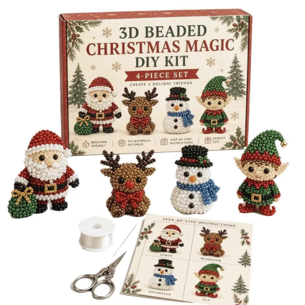 Tiny Beads 3D Beaded Animal Kit Animal Shape Creative Craft Handmade Bead Art Kit Cute Design Bead Weaving Kit Home Decor