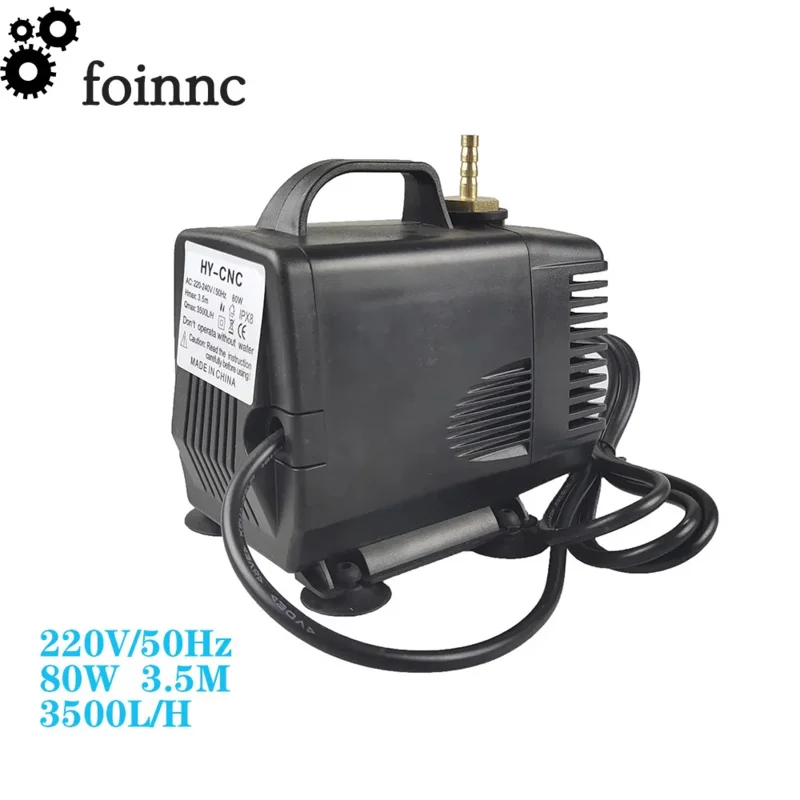 CNC 220V 80W Black multifunctional submersible pump 3.5m 3500l/H for spindle cooling on engraving cutting machine (free 5m Pu tu