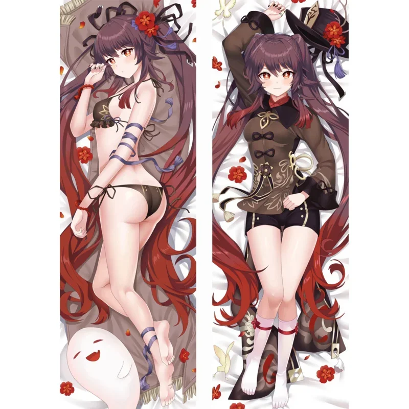 Coslan 2WAY/WT Genshin Impact Hutao funda de almohada Dakimakura funda de cojín para abrazar el cuerpo juego de Anime doble cara impresa Otaku Pillo