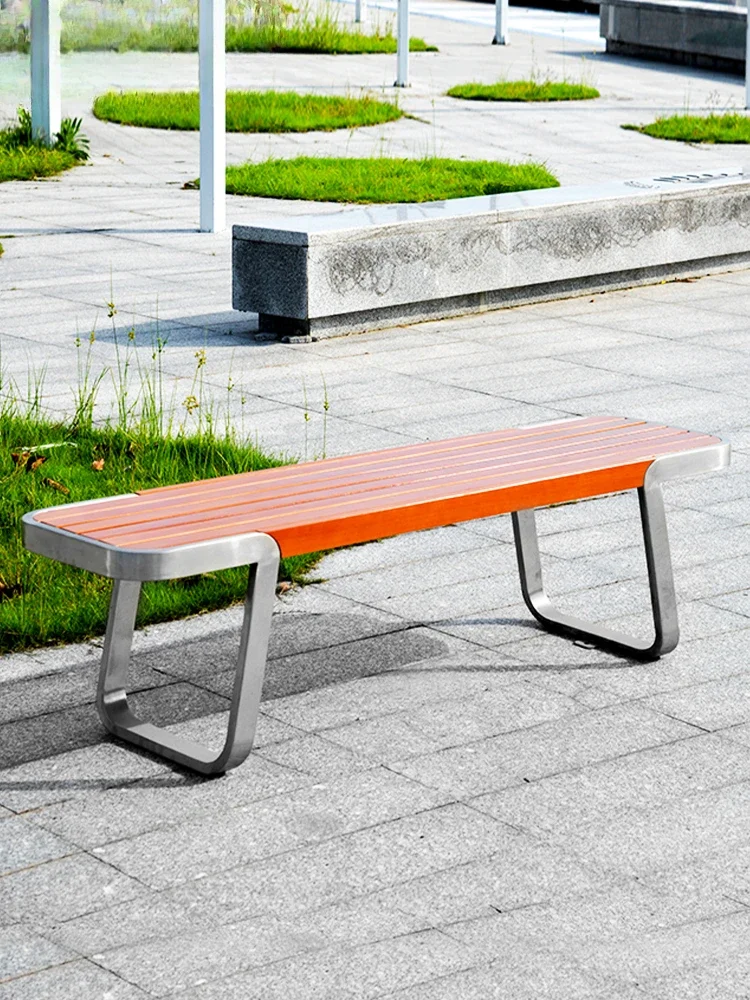 Silla de parque al aire libre, asiento de respaldo de madera maciza de metal, silla de parque de descanso para lugares públicos