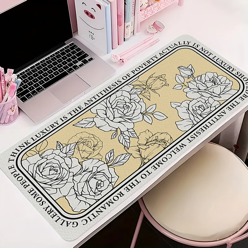 

Office PC Gamer HD Mouse Pad Gaming Accessories Keyboard Mat Anime Anti-slip Mousepad Rubber Vintage Flower Pattern Desk Mat