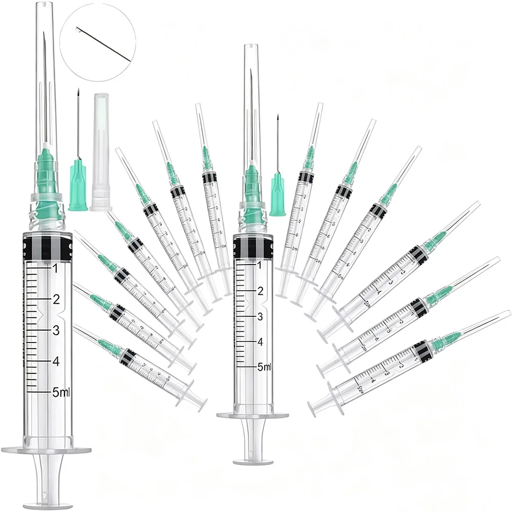 5ml Luer Lock Plastic Syringe with Needle and Clear Scale, Industrial Dispensing, Laboratory Liquid Measurement, Pet Medication Administration, Gardening, Fish Tank Water Change, DIY Multi-Purpose Tool