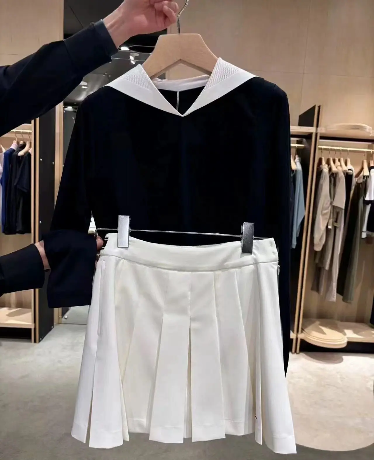 2026 Women’s Golf Knit Pullover Long Sleeve Sailor Collar Color Block Quick Dry Slim Fit Sports Top
