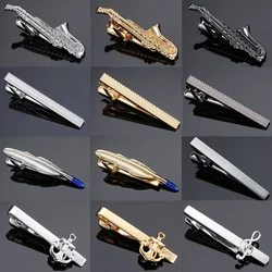 Music saxophone tie clip for men's wedding shirts tie pins brand new music boat anchor tie clip， manufacturer direct wholesale