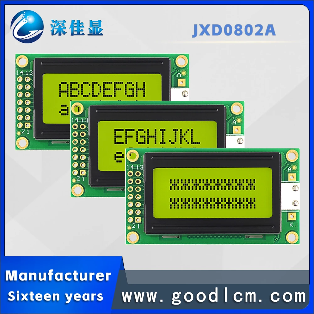 

High cost-effectivene 0802 character dot matrix screen JXD0802A STN Yellow Positive Russian Bottom backlight language LCD module