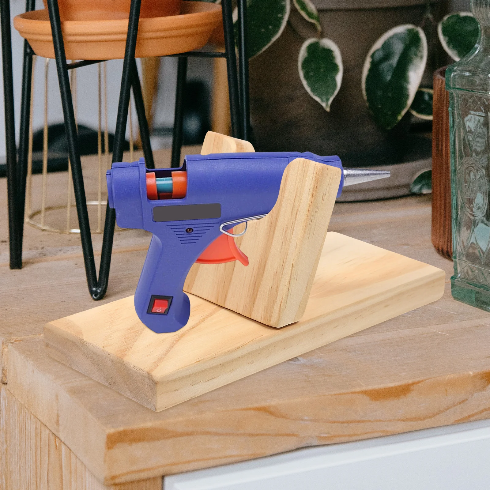 

Hot Glue Sprayer Wood Rack Storage Base Fixing Bracket For Heating Hot Glue Machine Space-Saving Easy Install Holder