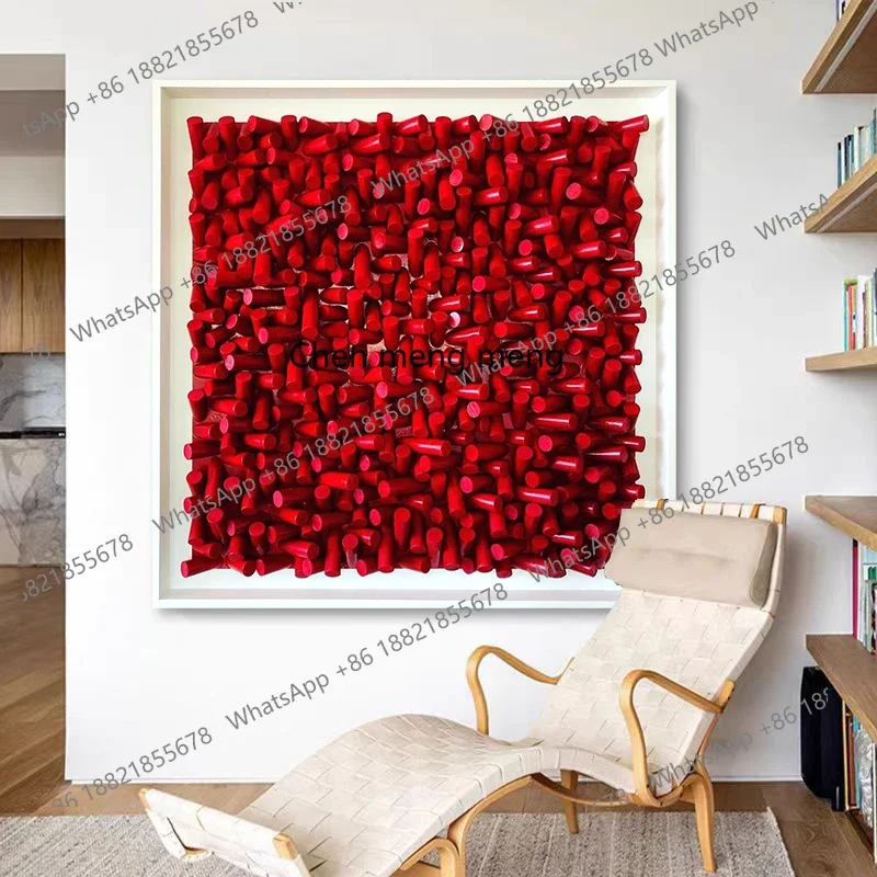 A74Modern high-end wood carving decorative painting living room simple object hanging painting bedroom sandstone relief painting