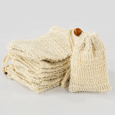 5-50 पीस प्राकृतिक सिसल साबुन बैग शावर बाथ एक्सफ़ोलीएटिंग साबुन सेवर पाउच होल्डर स्नान और शावर के उपयोग के लिए साबुन पैकेजिंग मेश बैग 8 best sales साबुन की थैली - №3