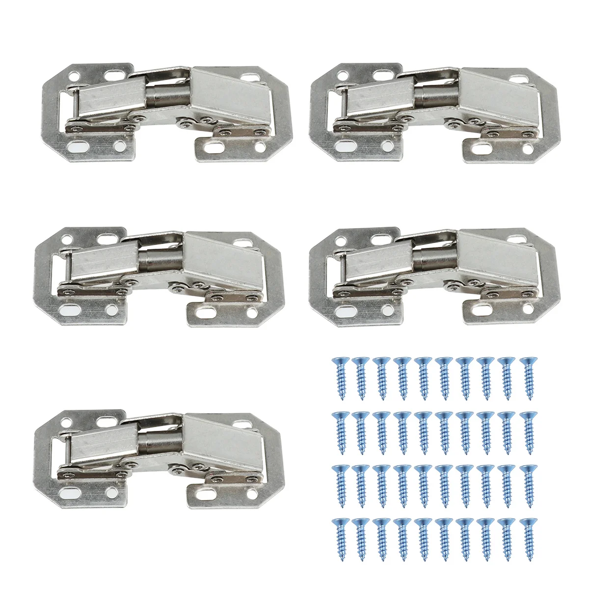 

5Pcs Kitchen Cabinet Hinges Steel Hydraulic Concealed Half Overlay Furniture Hinge 1.5mm Thick Face Frame Mounting Silent