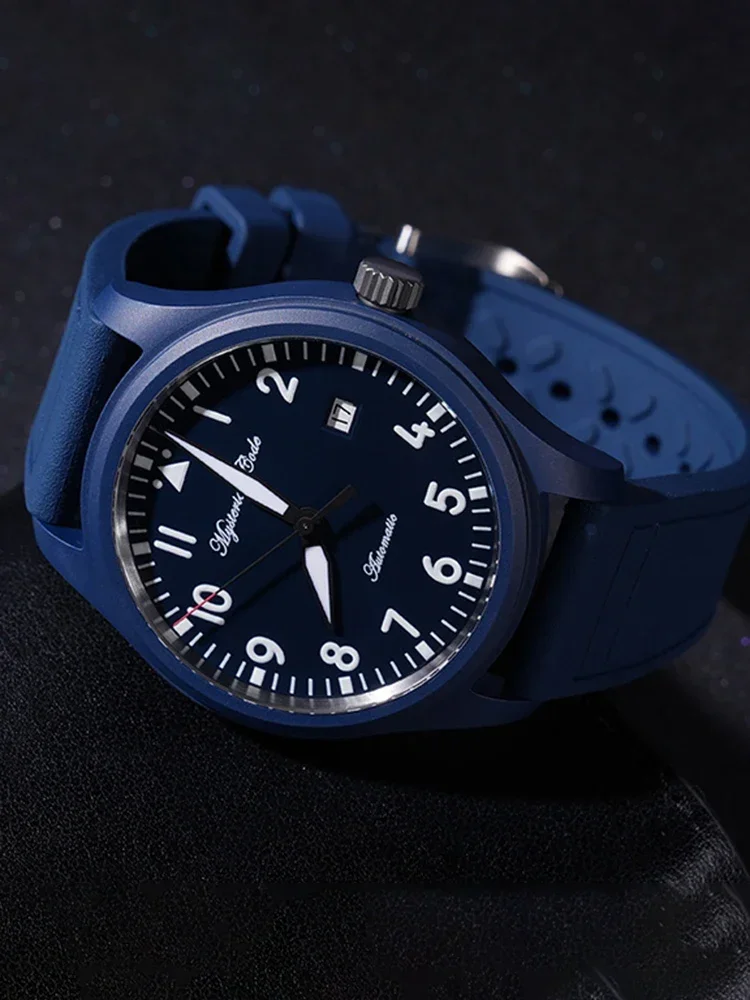 Mysterious Code 41mm Ceramic Pilot Watch Luxury Automatic Sports Watch Men Air Force Mechanical Wristwatches Clock Rubber ST2130