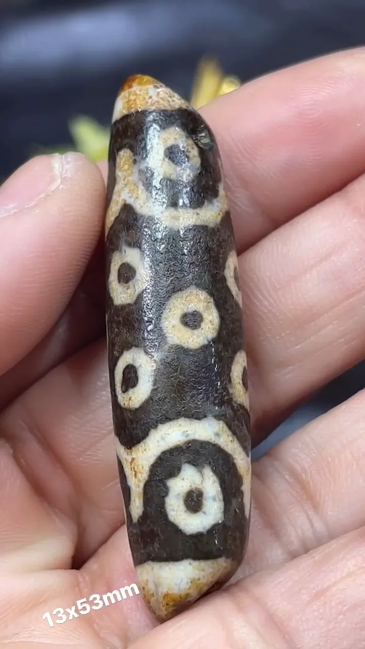 Tibetan Nepalese Himalayan Bead Ancient agate Old Dzi Talisman 15eye Bead Amulet