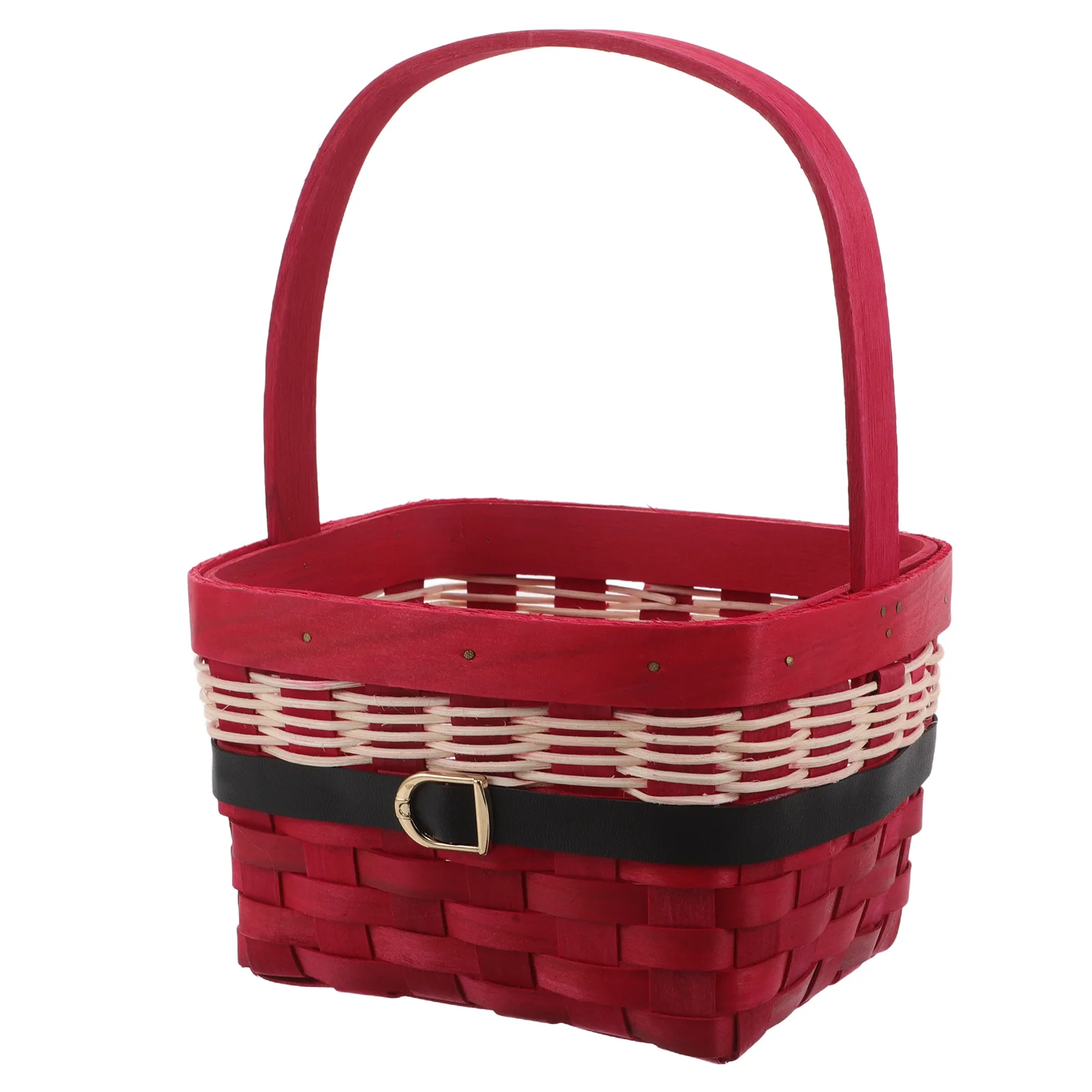 

Handmade Christmas Woven Basket Square Storage Organizer for Fruits Vegetables Portable Wooden Pantry Decoration Xmas Basket