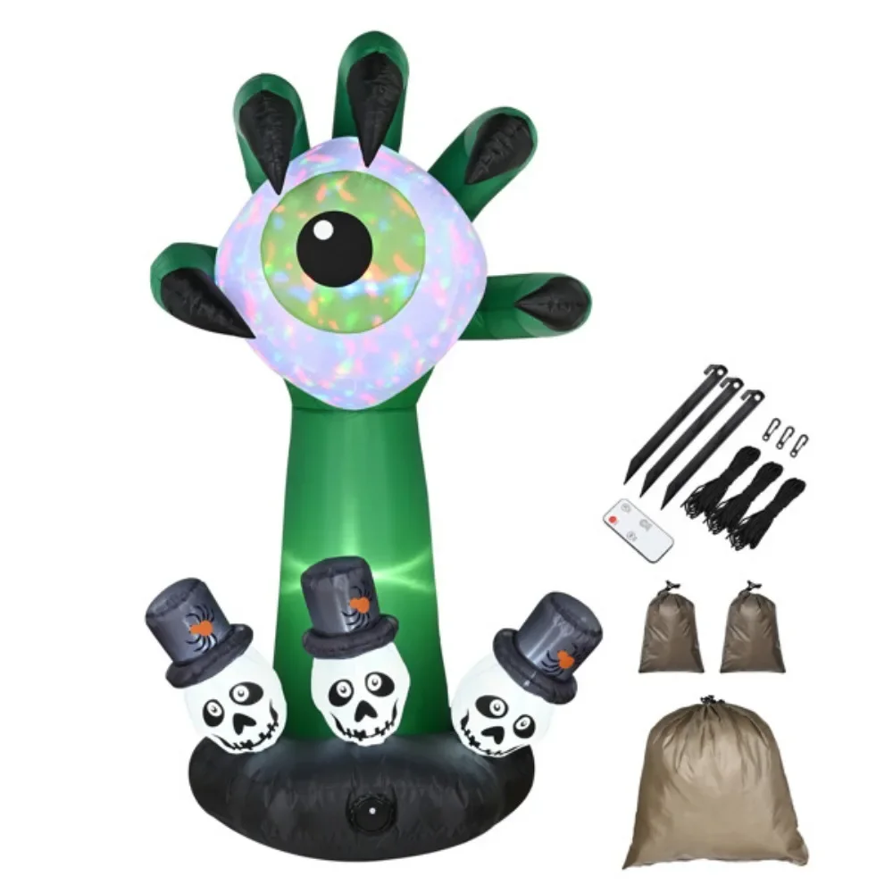 6 Foot Halloween Inflatable Monster Hand with Eyeball LED Lights Decor Outdoor Indoor Holiday Decorations, Blow up Lighted Yard