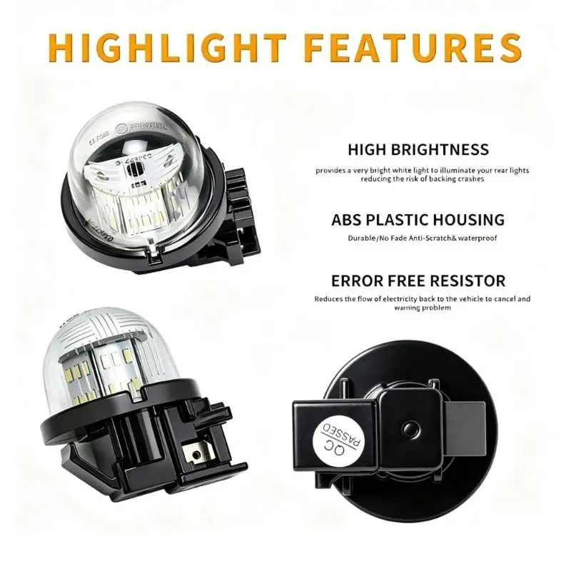 Rear Plate Visibility Lamp for Jimny JB64, LED License Plate Light Assembly 1 Pair with Clear Lens and Direct Replacement