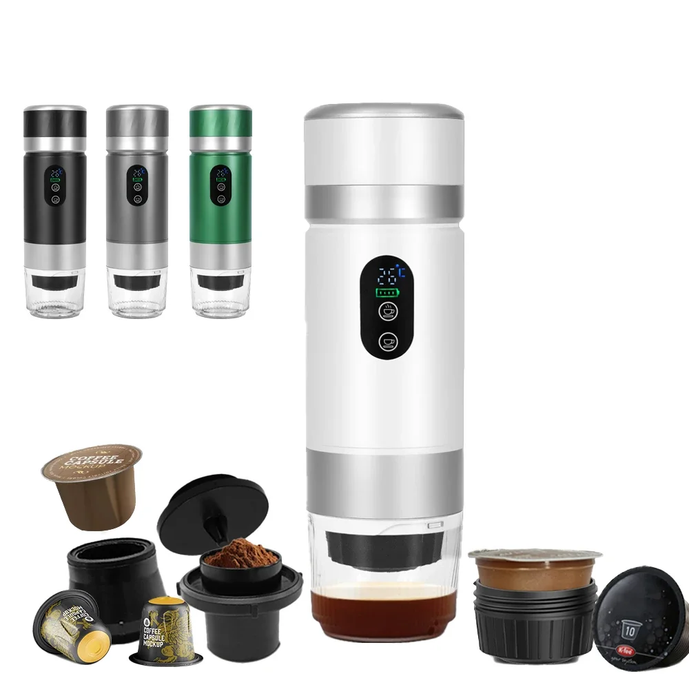 

72W Electric Portable Espresso Coffee Machine for Car & Home Camping Coffee Maker 3-in-1 Capsule Powder Travel Coffee Maker