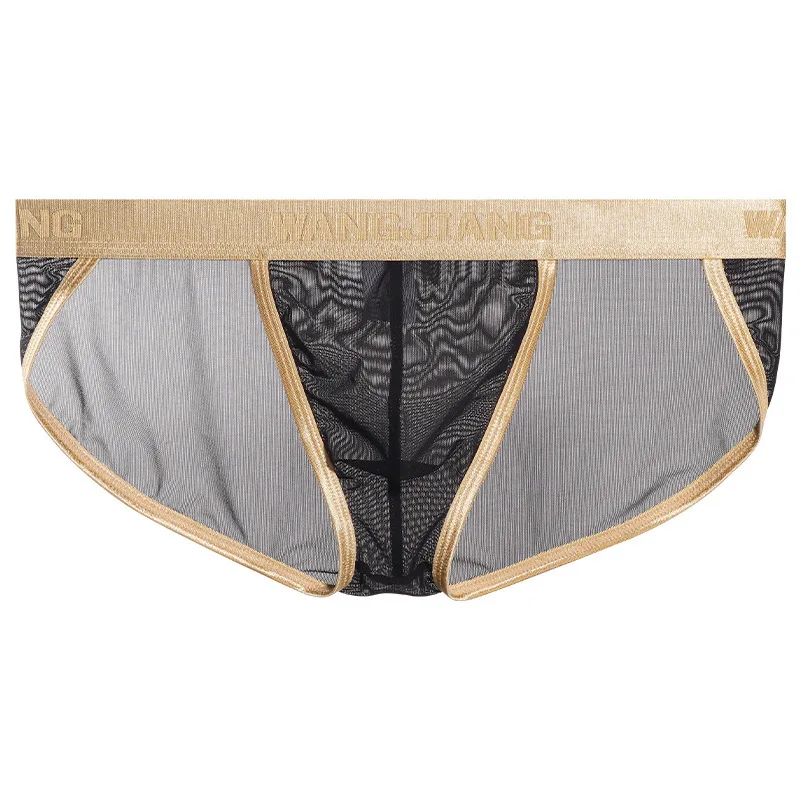 

Men Sexy Briefs Low Waist Breathable Underwear Quick Drying Underpants Comfort Mesh Thin Elastic Convex Pouch Male Panties