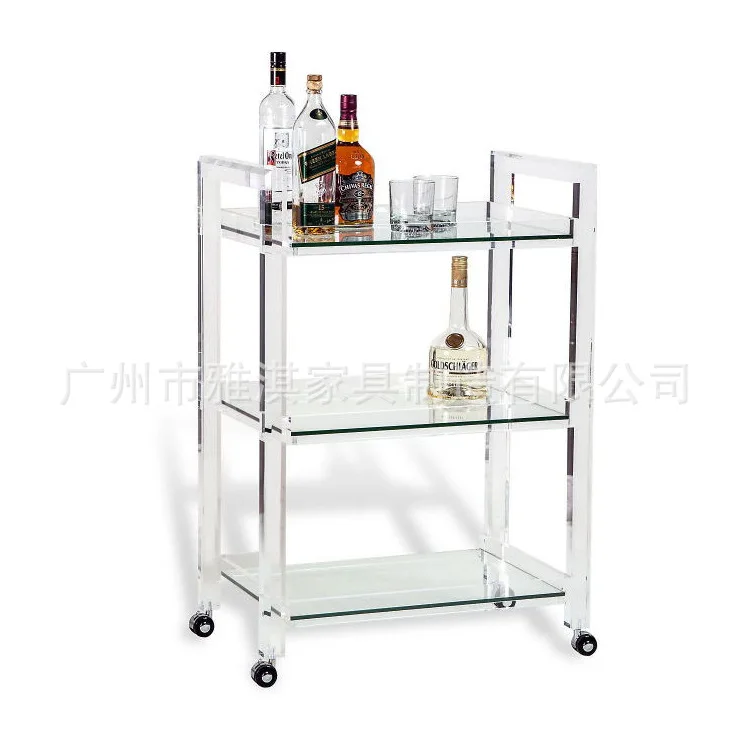 Factory direct sales acrylic dining cart, transparent crystal wine cart, five-star hotel dining cart, personalized trolley