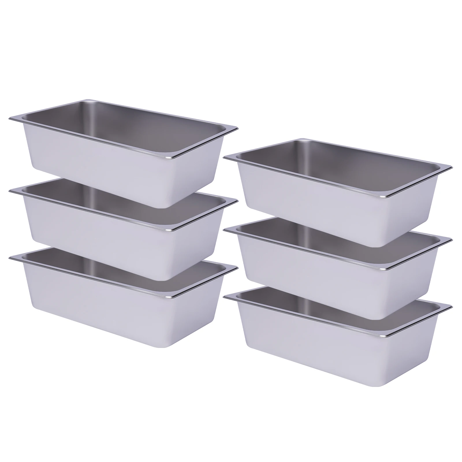 Full Size Steam Table Pans, 6-Pack 6 Inch Deep Restaurant Steam Table Pans Commercial, Hotel Pan Made of 201 Stainless Steel