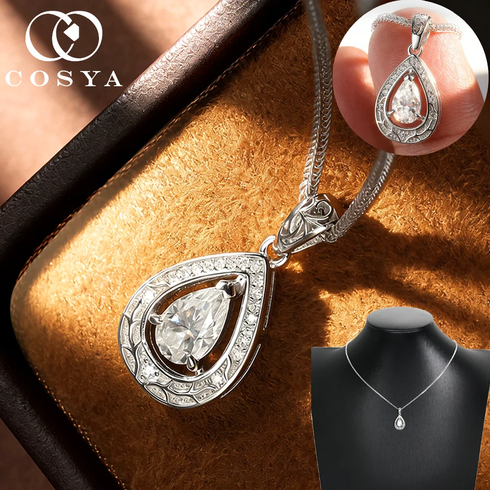 

COSYA 5*8mm Waterdrop Moissanite Pendant Necklace for Women D Color Pear Lab Diamond Multiple Chain Options Party Fine Jewelry