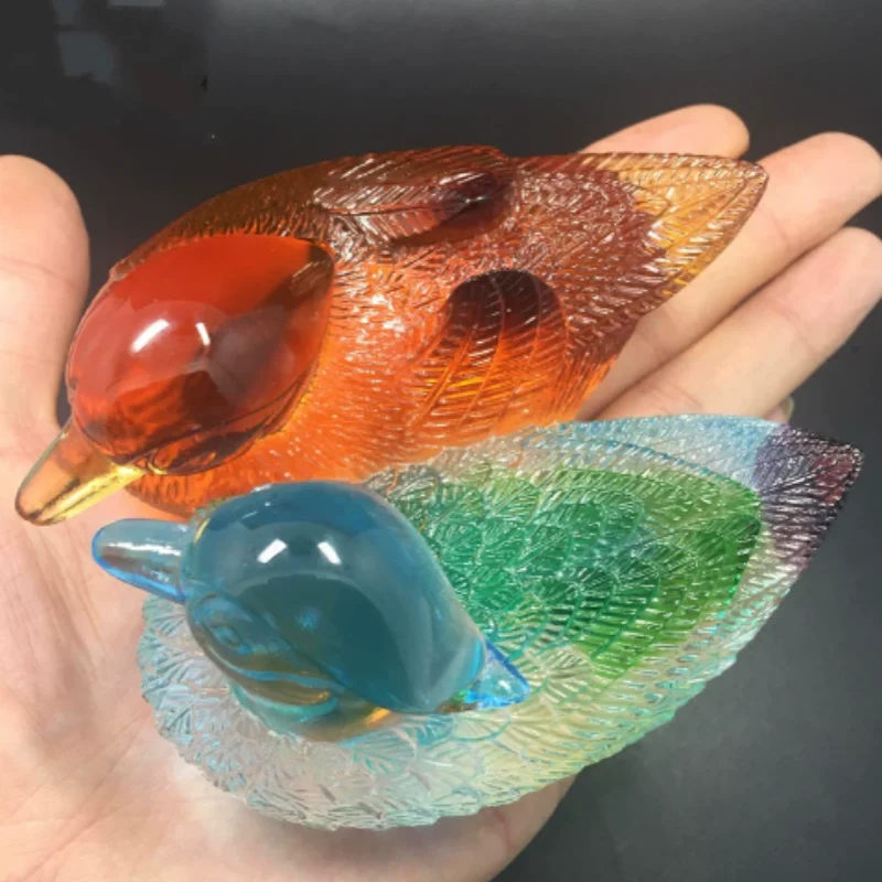 Chinese Style Liuli Crystal Mandarin Ducks - Feng Shui Love & Happiness Statue, Bedroom Home Decor