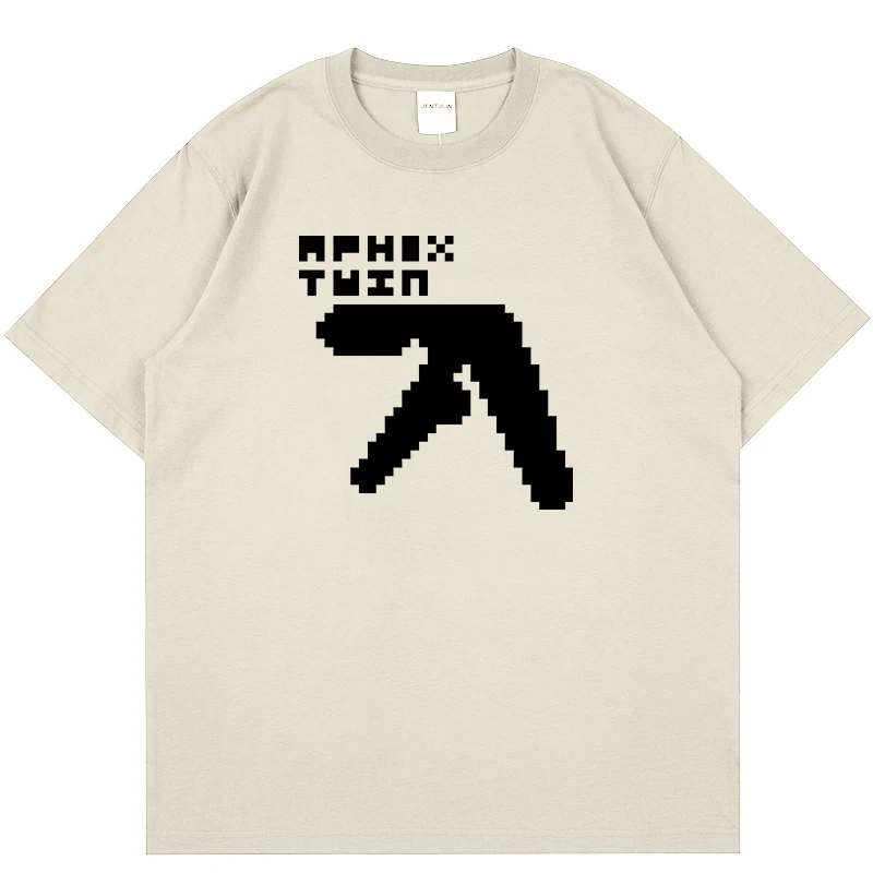 Harajuku Oversize Vintge Uomo Tshirt Lettera Aphex Twin Stampa Unisex T-shirt a maniche corte in cotone Vestiti Goth Y2K Streetwear Magliette e