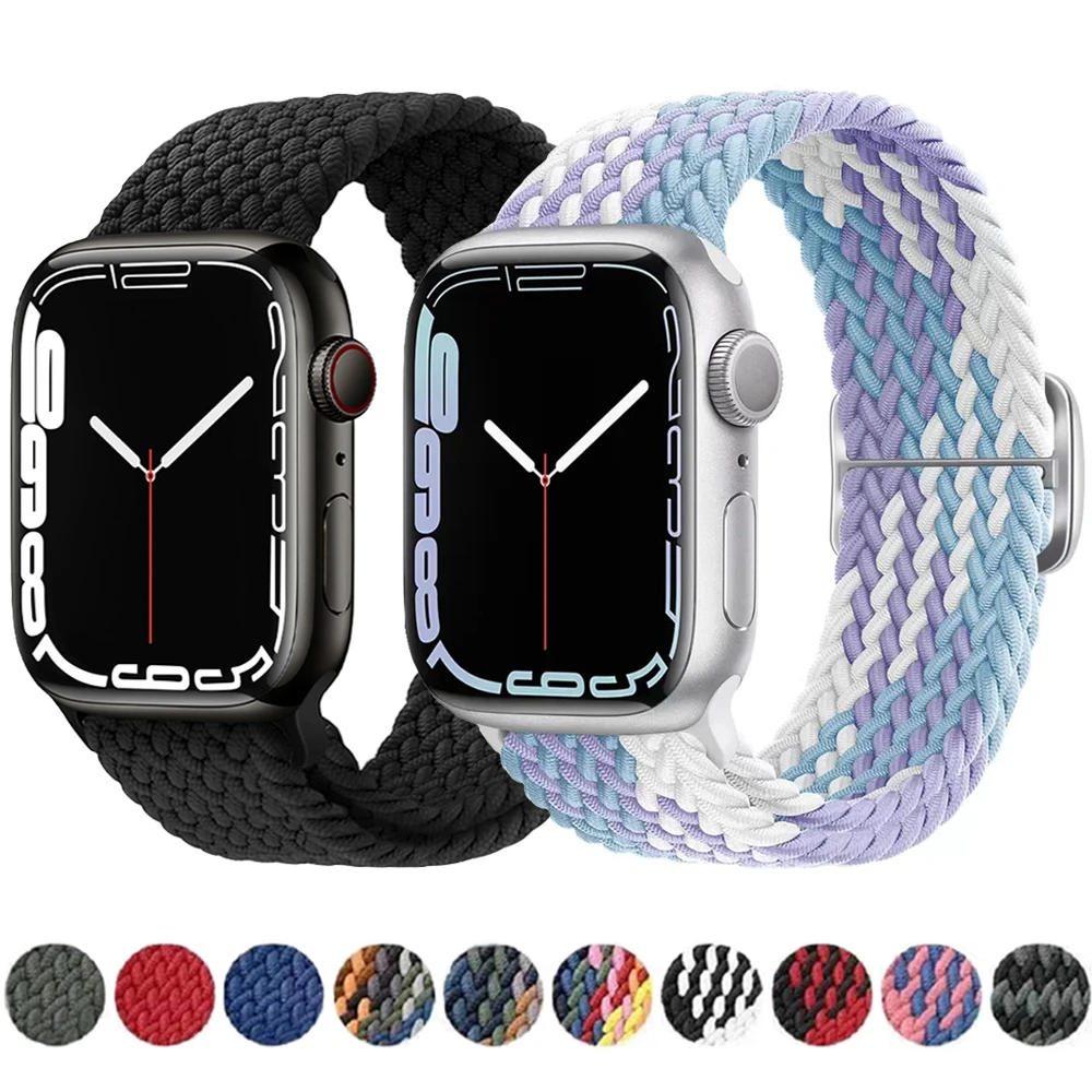 Bracelet pour Apple Watch, 44mm, 45mm, 49mm, 46mm, 38mm, 40, 41, 42mm, bracelet tressé élastique, série iwatch ultra 11 10 9 8 7 6 SE2/3