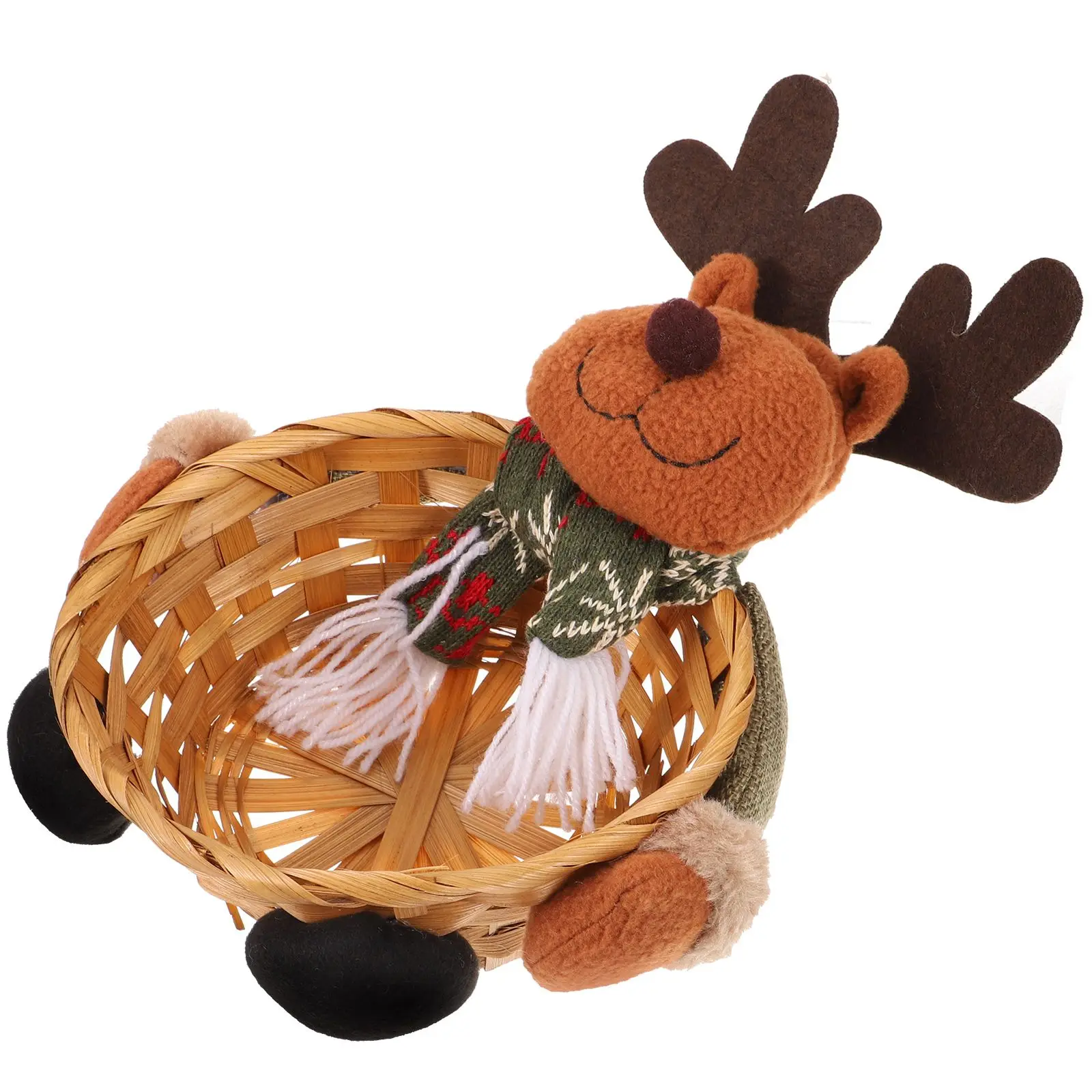 

Candy Bamboo Basket Christmas Decorative Storage Baskets Hand Woven Centerpieces Dining Table Cloth Holiday Adornment Kitchen