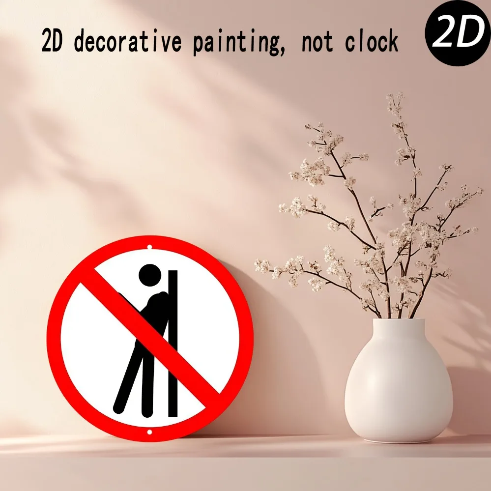 2D Metal Sign, 8.0x8.0 Inch Red Circle Prohibit Entry Metal Sign, Durable Fashion Wall Decor for Home Office Party