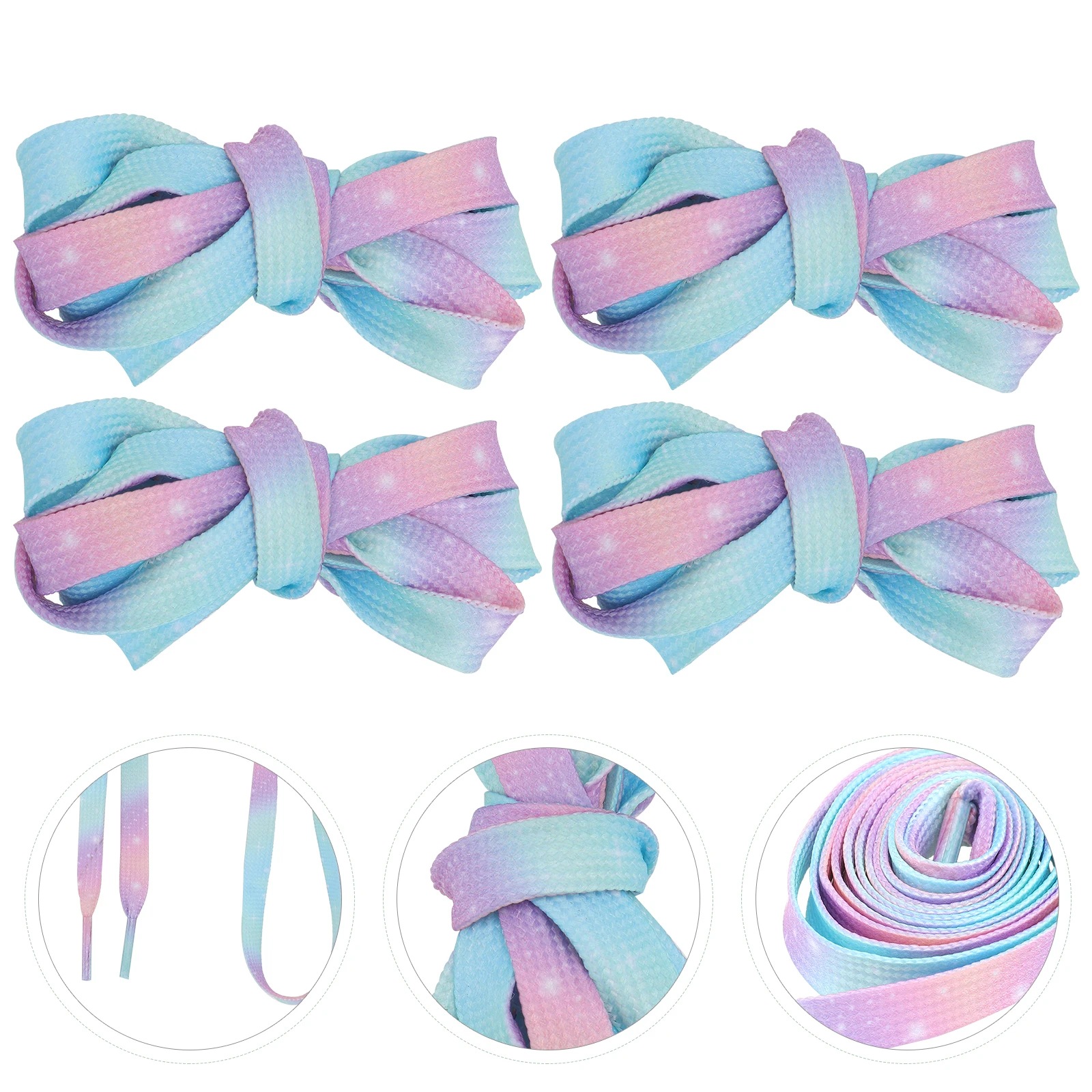 

2Pairs Colorful Shoe Lace Flat Tie-Dye Gradient Sturdy Stylish Shoelace for Sneakers Canvas Shoes Decorative Strap