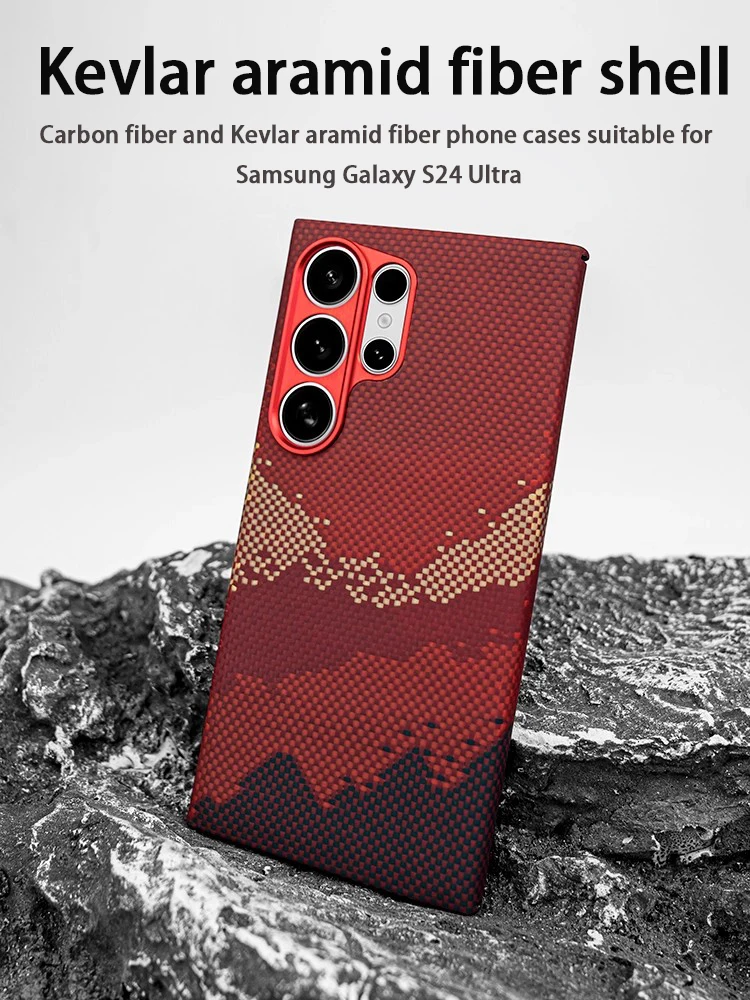 

For Samsung Galaxy S24 Ultra phone case carbon fiber Kevlar aramid fiber hard shell lightweight magnetic protective cover s24u