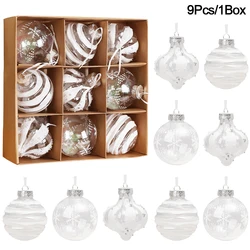 9PCS 8CM Christmas Balls Decorations Champagne White Xmas Tree Hanging Ornaments Pendant 2025 New Year Party Home Decor Navidad