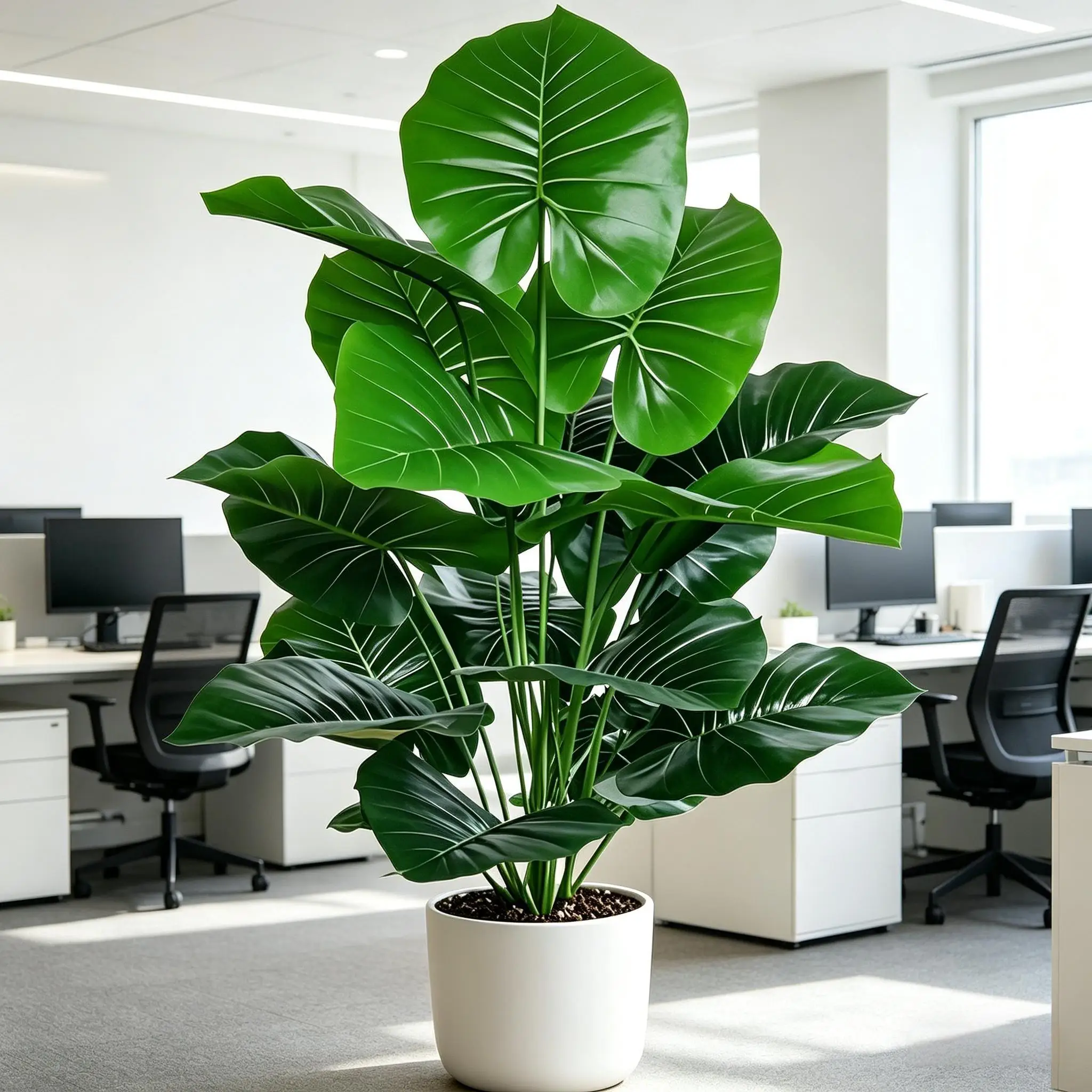 1 Pieza de Árbol de Oreja de Elefante de Hoja Redonda de Tacto Real, 60-105cm, Alocasia Artificial para Decoración de Interiores, Jardín, Hogar, Oficina, Fiestas