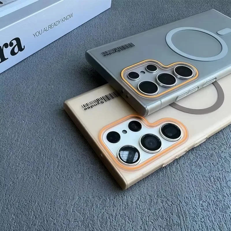 Роскошный чехол для телефона Magsafe с магнитной беспроводной зарядкой для Samsung S25 S24 S22 S23 Ultra Slim Lable Cover для Galaxy S25 Plus