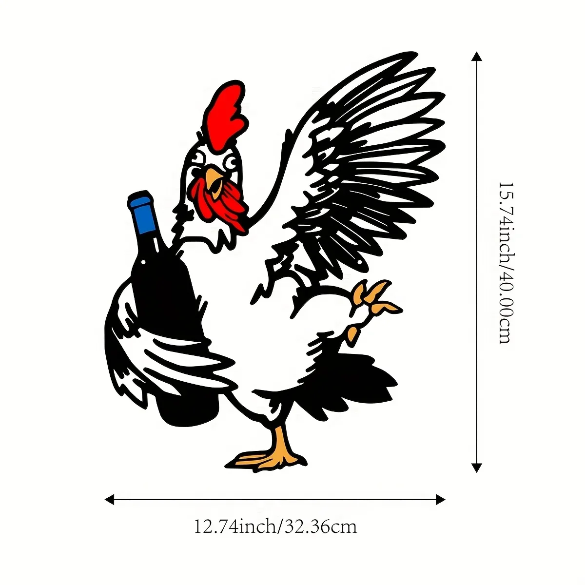 CIFBUY Drunk Chicken Metal Wall Art Rust Proof Waterproof Indoor Outdoor Living Room Kitchen Home Decoration