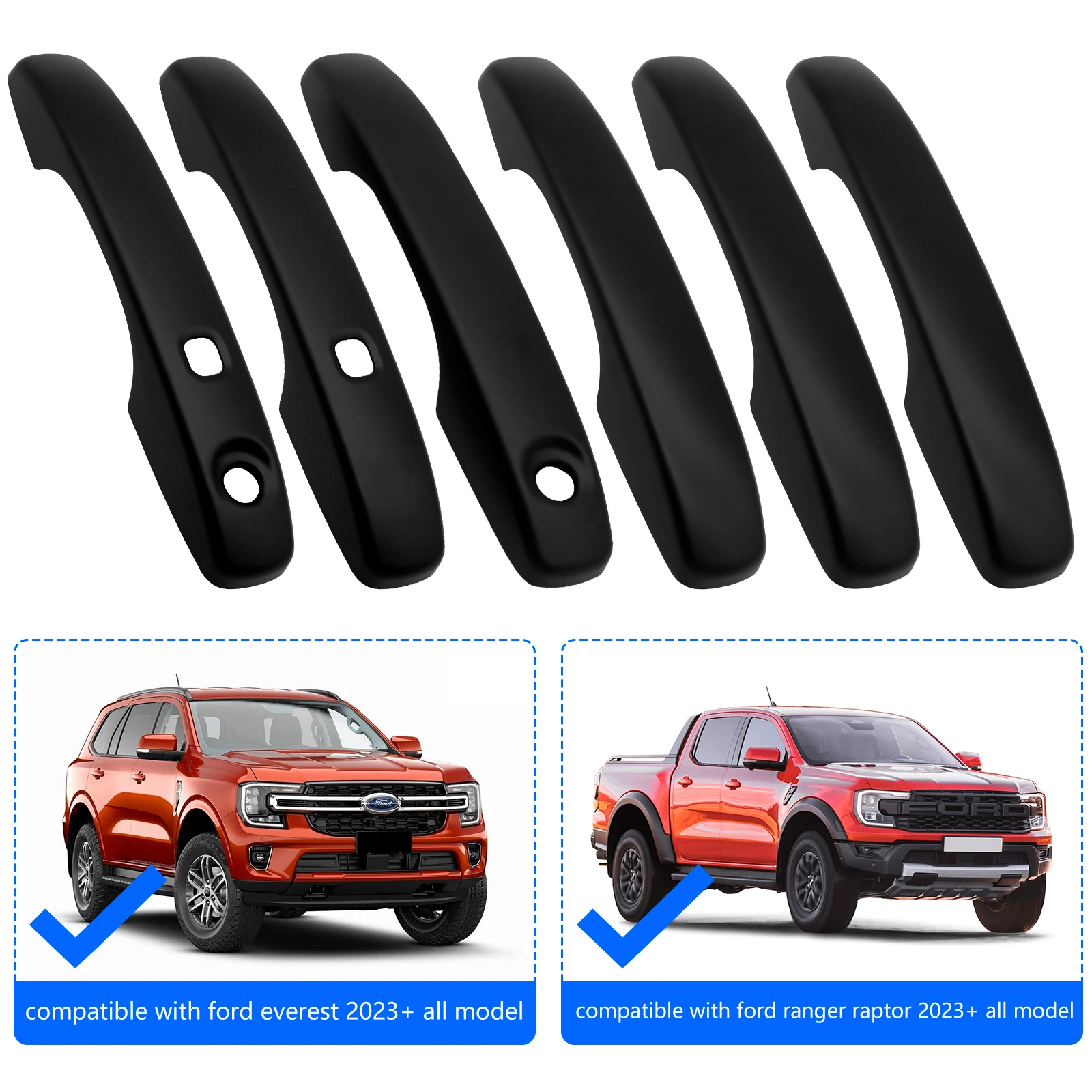 Matte Black Car Door Handle Cover For Ford Ranger 2023 2024 Next Gen Accessories Car Styling
