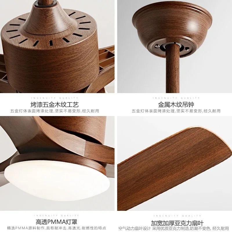 36 42 52 Inch Ceiling Fan With Led Light Pure Copper Dc 30w Motor Remote Control White Black Abs Blades Modern Lighting Fixture