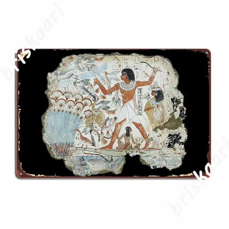 Egypt Egyptian Fresco Nebamun Hunting Birds 1350 Bc Metal Plaque Poster Cinema Kitchen Custom Plaques Mural Tin Sign Poster