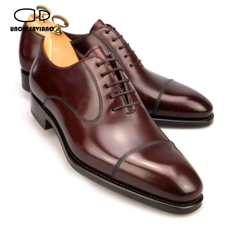 

Uncle Saviano Oxford Luxury Men Dress Shoes Fashion Handmade Wedding Best Man Shoe Genuine Leather Business Designer Shoes Men