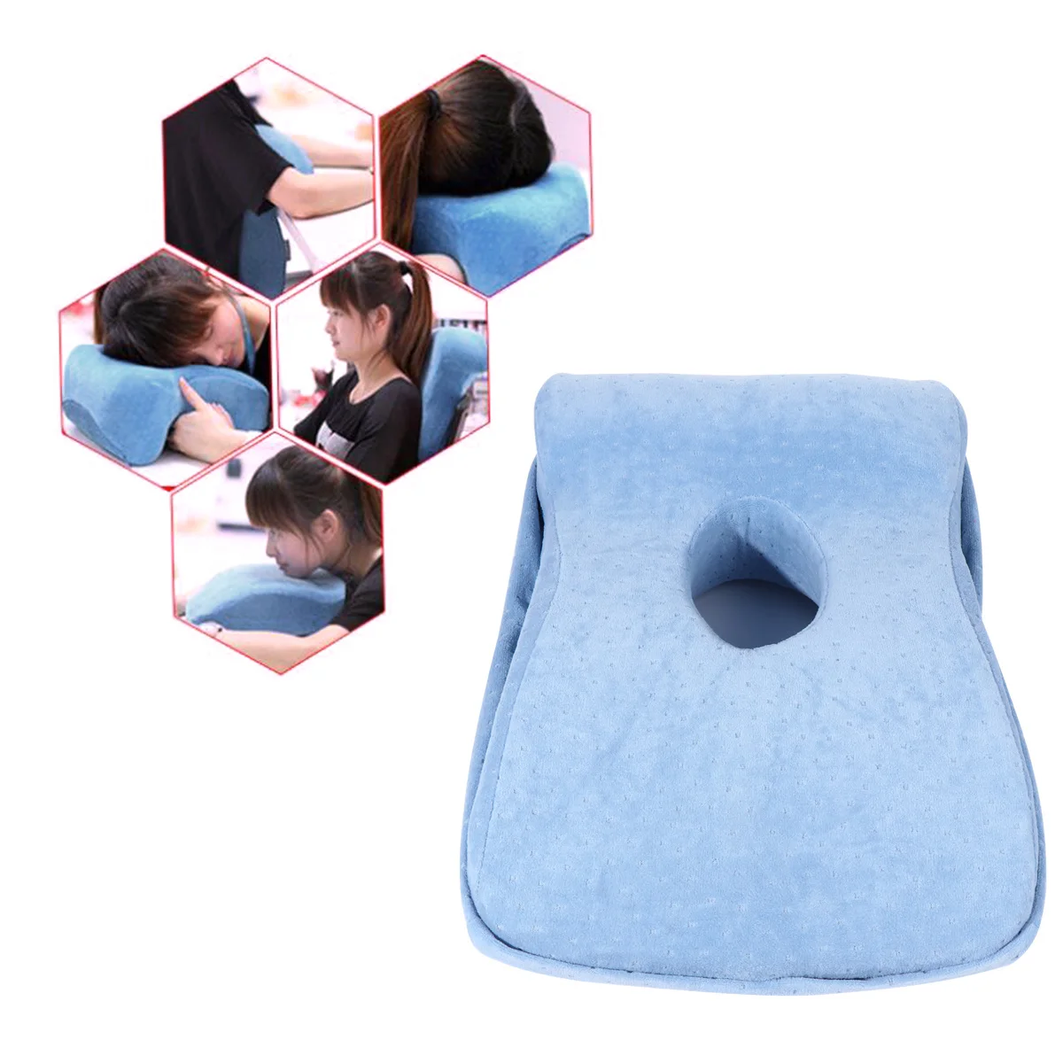 

Memory Foam Sleeping Pillow Neck Cushion Arm Guard Sky Blue Breathable Lightweight Soft Comfortable Travel Office Nap
