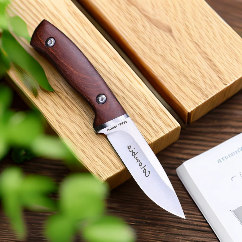 Portable Fruit Knife With Knife Sheath Multi-purpose Knife Red Rosewood Handle 4R15 Stainless Steel High Hardness Straight Knife