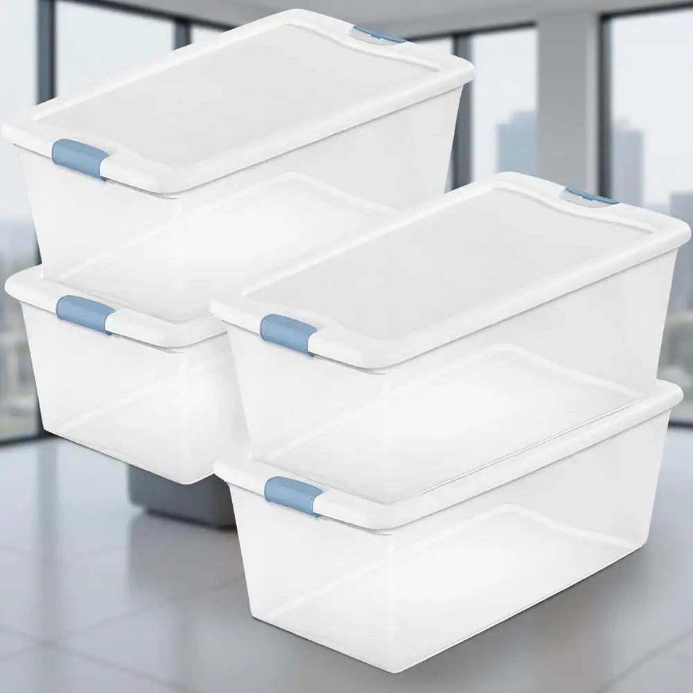 

Latching Box, Under Bed Storage Bins with Lids, Clear Plastic, 106 Quart - Heavy-Duty Organizing Containers for Closet, Bathroom