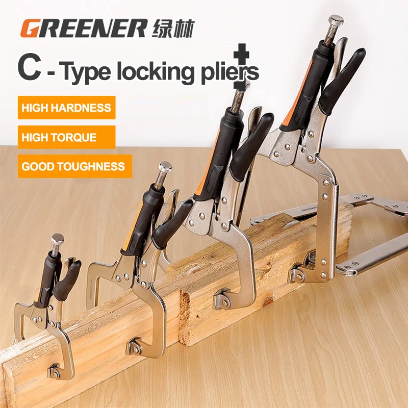 GREENER 6 9 11 Inch C Clamp Locking Pliers Steel Vise Grip Welding Clamps Woodworking Tenon Locator Tool for DIY Repair