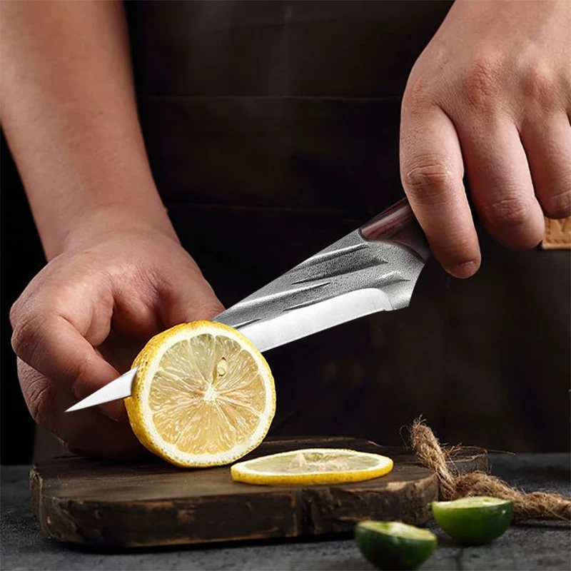 Forged Cleaver Kitchen Chef Knife High Carbon Clad Steel Meat Fish Fruit Vegetables Professional Butcher Boning Knife with Cover