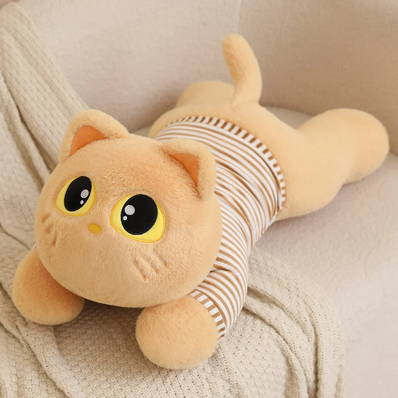 Kawaii Cat Plush Pillow Soft Stuffed Lying Cushion Sleeping Animal Design Lovely Birthday Gift for Cat Lovers